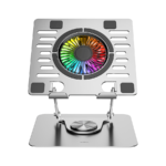 Postolje za notebook riser stand preklopivi rotirajuci, Addison AD-RC35 Adjustable Metal Laptop Stand with 360 Degree Rotating Fan and RGB Light, 3963