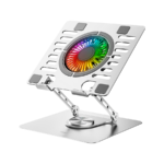 Postolje za notebook riser stand preklopivi rotirajuci, Addison AD-RC35 Adjustable Metal Laptop Stand with 360 Degree Rotating Fan and RGB Light, 3963 - Image 2