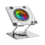 Postolje za notebook riser stand preklopivi rotirajuci, Addison AD-RC35 Adjustable Metal Laptop Stand with 360 Degree Rotating Fan and RGB Light, 3963 - Image 3