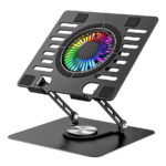 Postolje za notebook riser stand preklopivi rotirajuci, Addison AD-RC36 Steely 360 Degree Fan Fan Fan RGB Light Adjustable Black Metal 42029 - Image 3