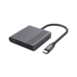 USB adapter Type-C to HDMI i  DiplayPort adapter 4K 60Hz, black, GEMBIRD, A-CM-HDMIFDPF-01