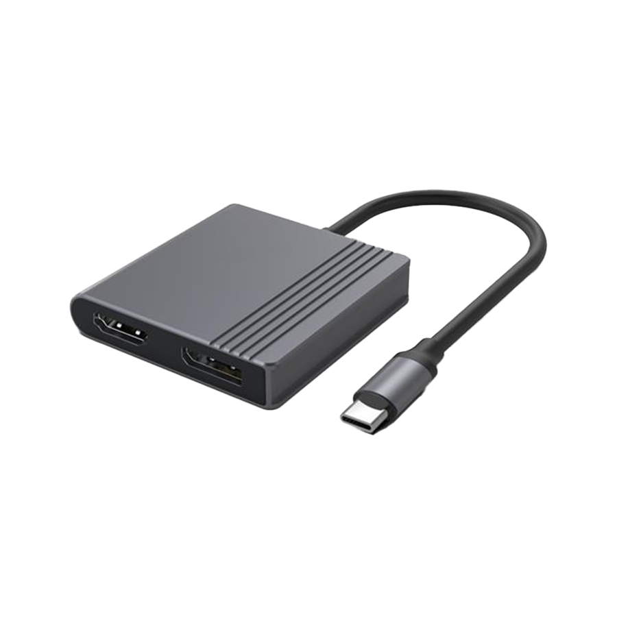 0143221_usb-adapter-type-c-to-hdmi-i-diplayport-adapter-4k-60hz-black-gembird-a-cm-hdmifdpf-01 USB adapter Type-C to HDMI i DiplayPort adapter 4K 60Hz, black, GEMBIRD, A-CM-HDMIFDPF-01 - Image 1