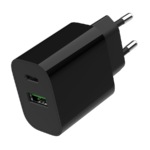 USB punjač 1xType-C + 1xUSB-A fast charger, 20W, black GEMBIRD, TA-UC-PDQC20-01-BK