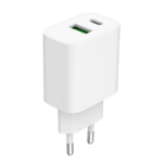 USB punjač 1xType-C + 1xUSB-A fast charger, 20W, white GEMBIRD, TA-UC-PDQC20-01-W - Image 2