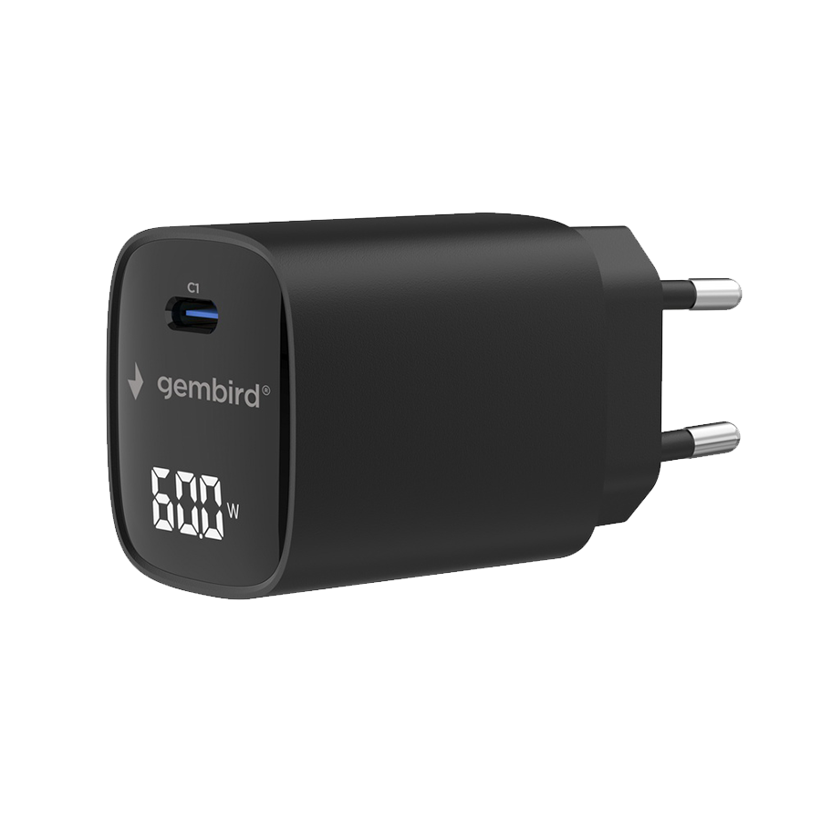 0143678_usb-punjac-type-c-fast-charger-60w-usb-lcd-black-gembird-ta-uc-1c-pd60lcd-01-bk USB punjač Type-C fast charger, 60W USB LCD, black, GEMBIRD, TA-UC-1C-PD60LCD-01-BK - Image 1