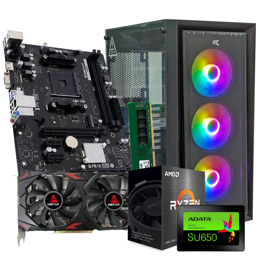 01-28 GNC GAMER SUPER SONIC AMD Ryzen 5 5500, A520, RX 580 8 GB, 16GB DDR4, SSD 480GB, PSU 550W, kućište gaming - Image 1