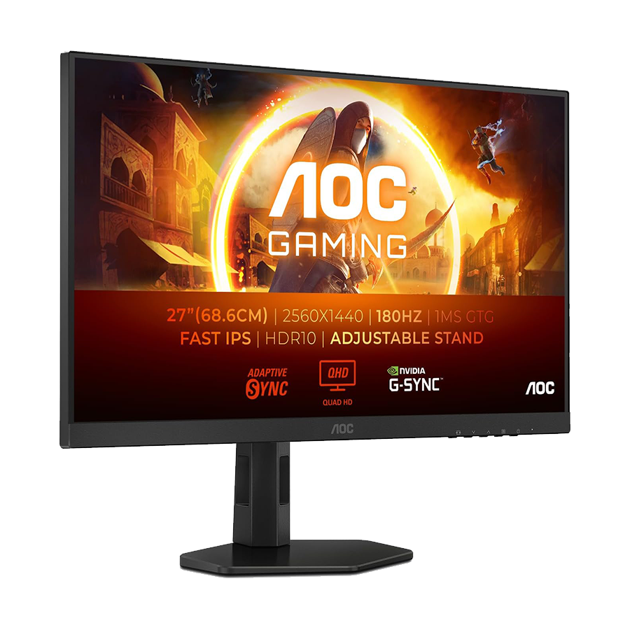 0132563_monitor-aoc-gaming-q27g4xf-27-fast-ips-2560x1440-antiglare-180hz-hdr-10-05ms-10001-hdmi-dp-full-ergo MONITOR AOC Gaming Q27G4XF 27" Fast IPS 2560x1440 Antiglare 180Hz, HDR 10, 0.5ms, 1000:1, HDMI, DP, Full Ergo, Adaptive Sync 3y - Image 1