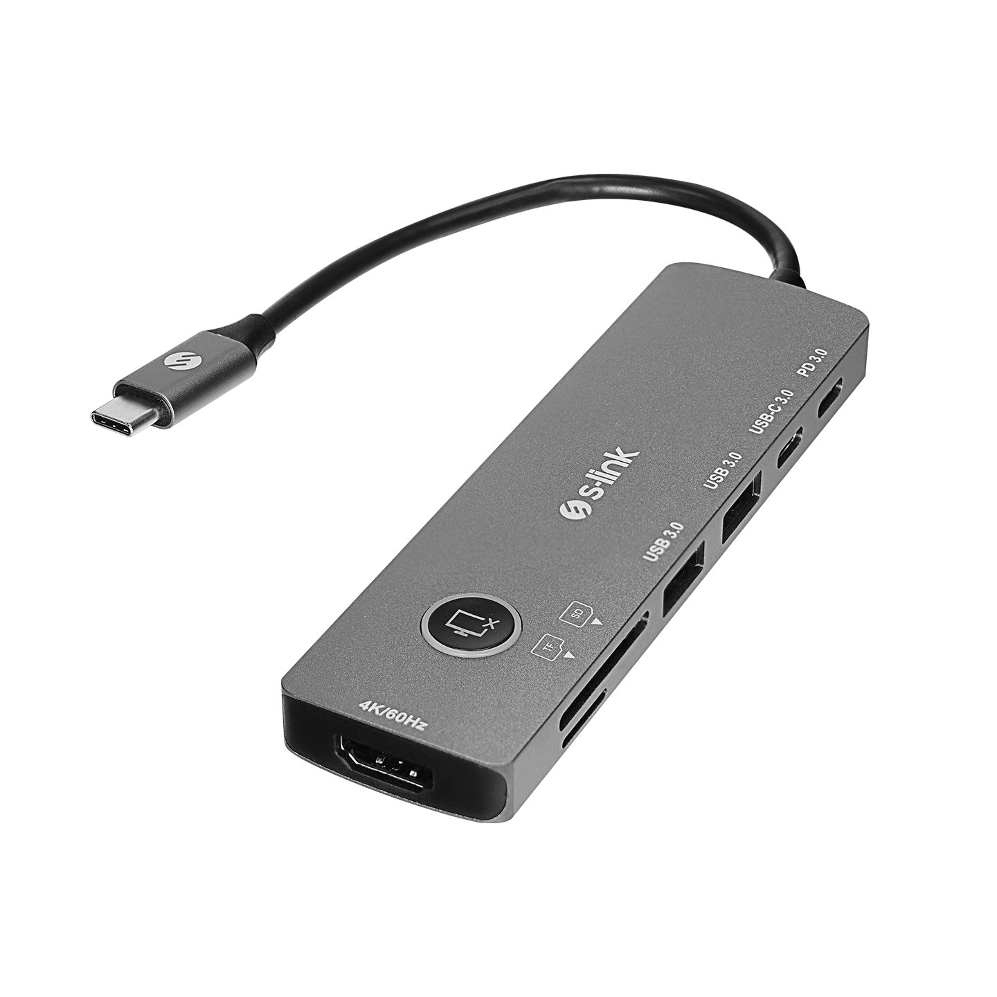 41651_00 Docking station S-link SW-U707 USB adapter Type-C 7 in 1 2*USB 3.0, 1*Type-C 3.1, 1*PD, 1* HDMI 4K60HZ, SD and TF Type C Hub Adapter, 41651 - Image 1