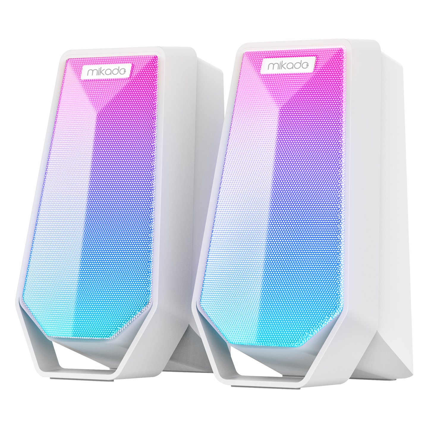 41682_00 Zvučnici 2.0 gaming Mikado MD-188 2.0 5W*2 Bluetooth White RGB illuminated USB cable USB 5V 5V speaker speaker, 41682 - Image 1
