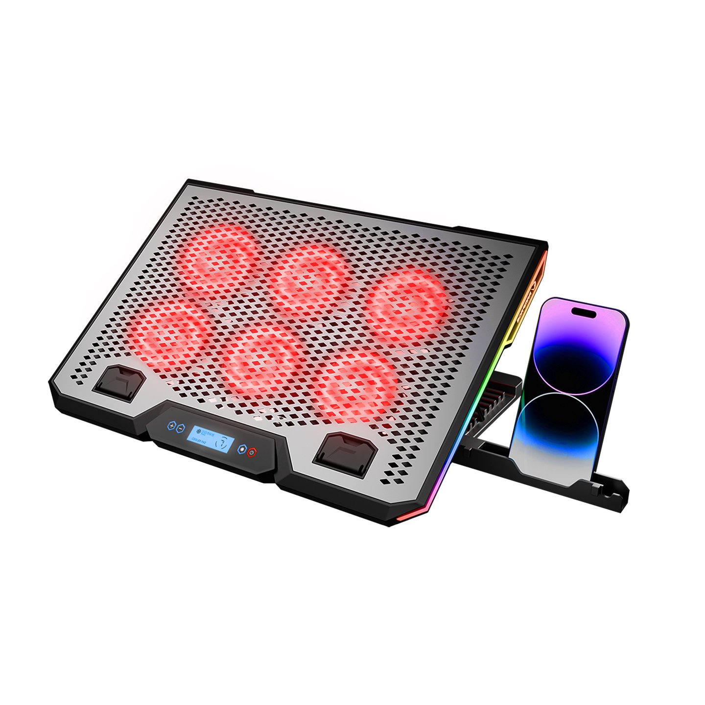 42032_00 Postolje za notebook gaming Rampage BLIZZARD R7 6 FAN LCD SCREEN 2 USB SOCKET 13"-15.6" Notebook Cool Stand, 42032 - Image 1