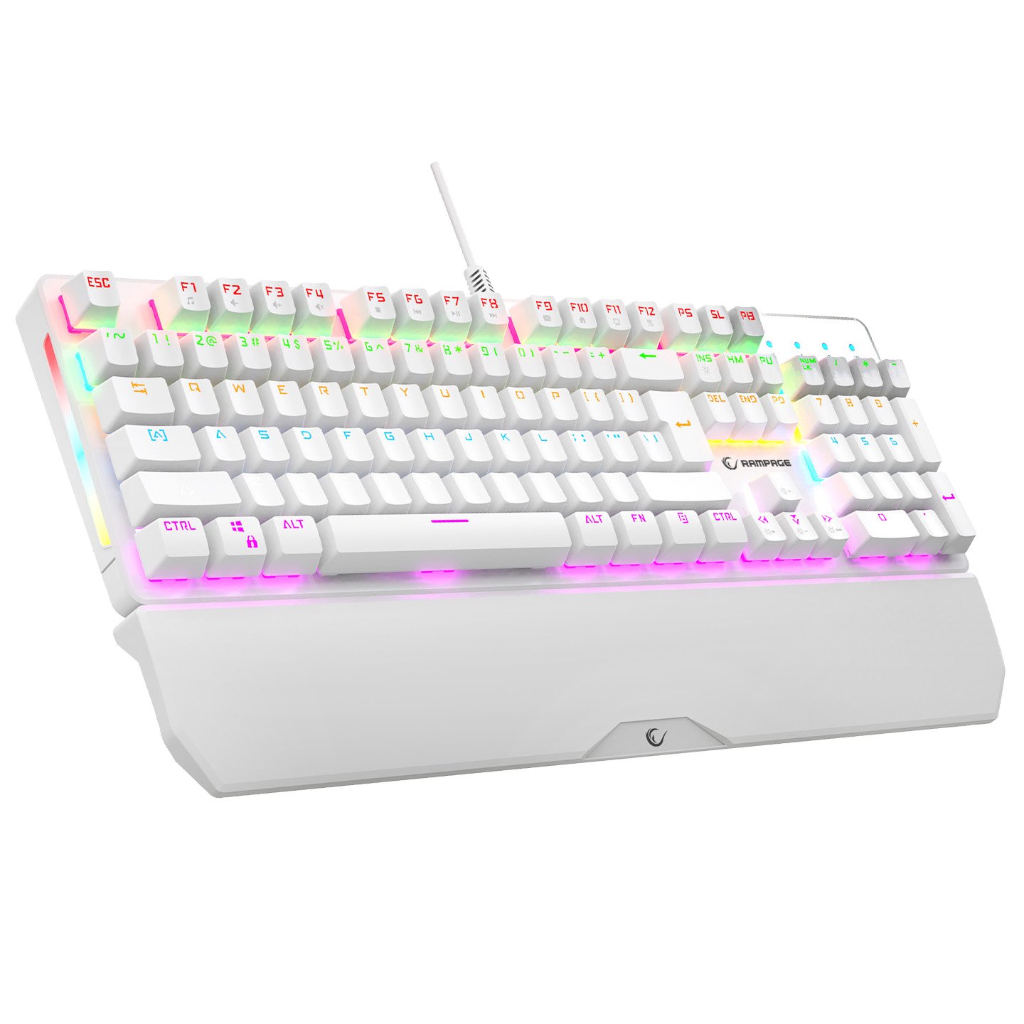 42186_00 Tastatura gaming RAMPAGE KB-R86 UMBRA White USB Rainbow Illuminated Blue Switch US Layout English Mechanical Gaming Keyboard, 42186 - Image 1
