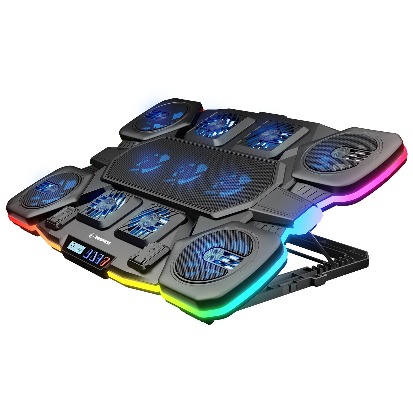 42328_00 Postolje za notebook gaming RAMPAGE S50 Glacier Black RGB Lighting, 11 Fans, LCD Display, 1 Type C, 1 USB Port, 42328 - Image 1