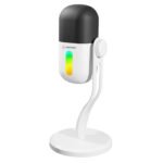 Mikrofon gaming RAMPAGE ARPEJ White RGB Stand Desktop Microphone with Volume Indicator, 42797 - Image 5
