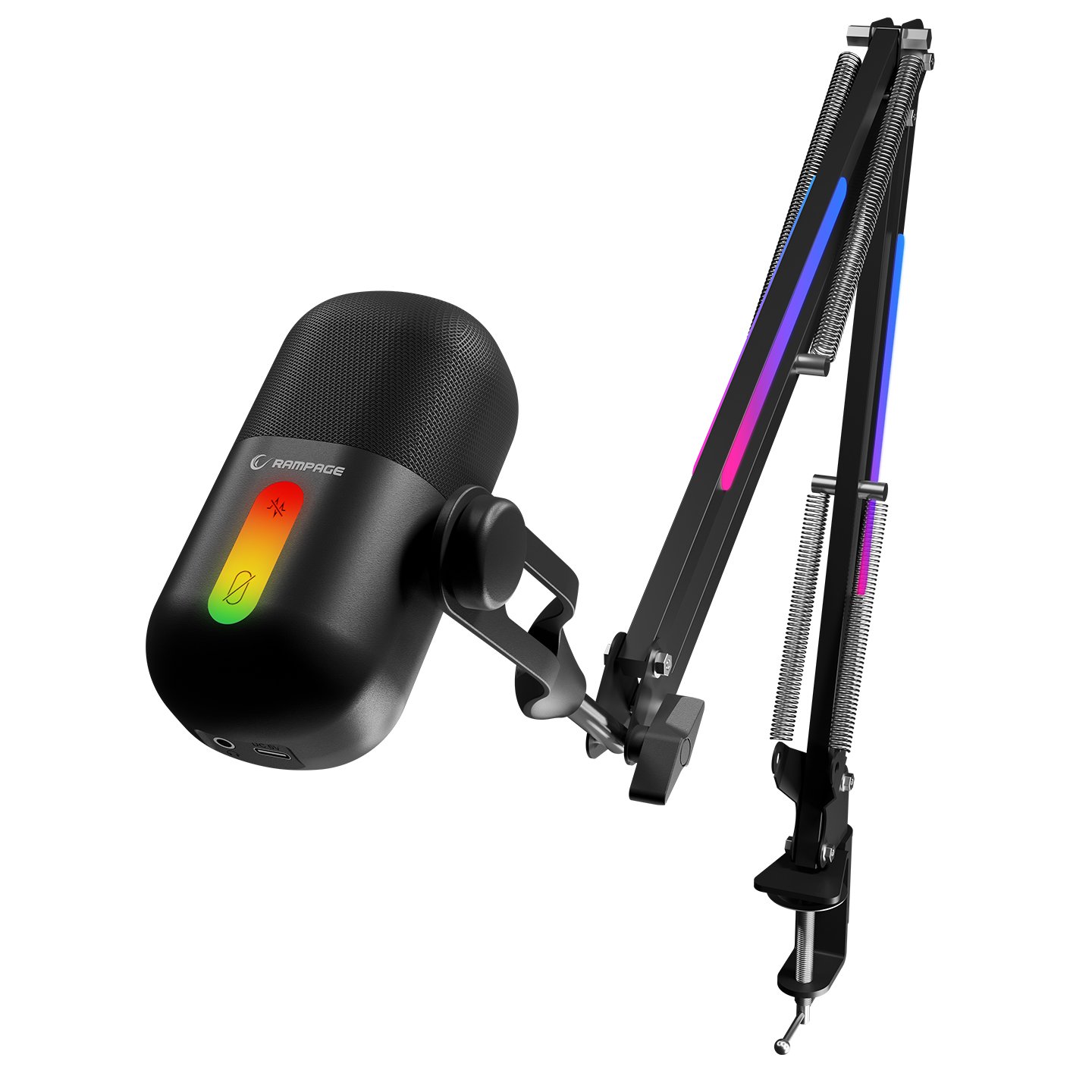 42798_00 Mikrofon gaming RAMPAGE ARPEJ Black RGB Stand Desktop Microphone with Volume Indicator, 42798 - Image 1