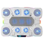 Postolje za notebook gaming RAMPAGE S50 Glacier White RGB Lighting, 11 Fans, LCD Display, 1 Type C, 1 USB Port, 43332 - Image 2