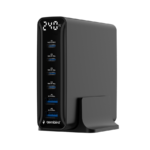 Power station USB brzi/quick punjač GEMBIRD, 6-port 240 W GaN USB fast charger, black, TA-UC-2A4C-PD240-01-BK