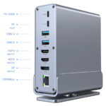 Docking station GEMBIRD USB Type-CF 15-in-1 multi-port HDMIx2 + DisplayPort + PD + card reader + GigaLAN + 3.5 mm audio, grey A-CF-COMBO15-01 - Image 3