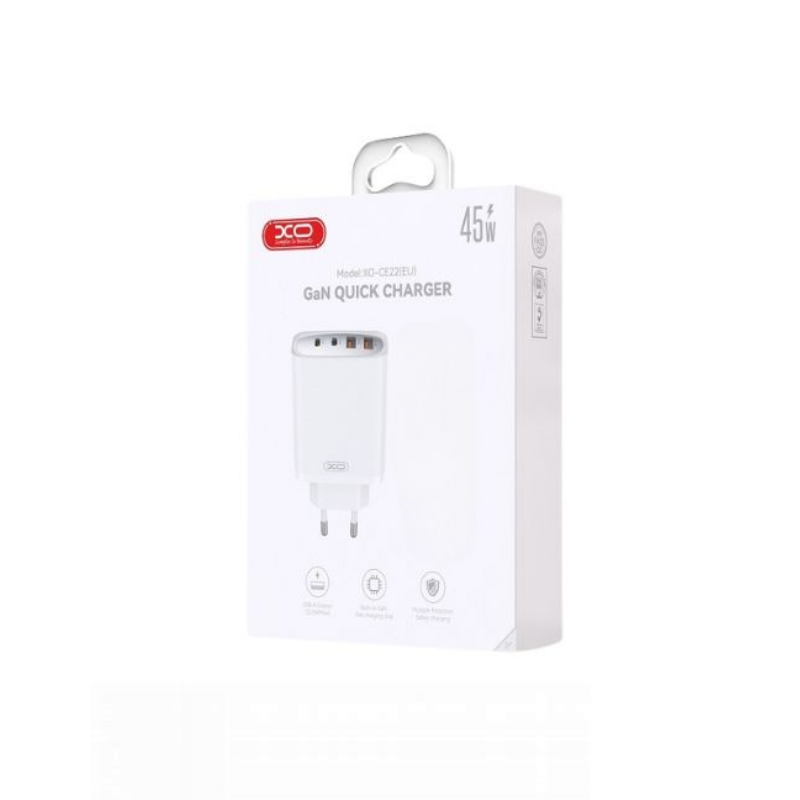 Kucni punjac XO CE22 2USB-C+ 2USB-A 45W White – glava Kucni punjac XO CE22 2USB-C+ 2USB-A 45W White - glava - Image 1