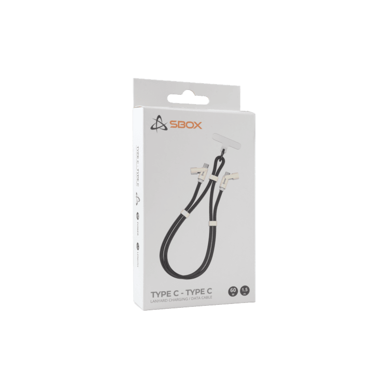 SBOX kabal Type-C-Type-C Lanyard 1.5M – Crni SBOX kabal Type-C-Type-C Lanyard 1.5M - Crni - Image 1