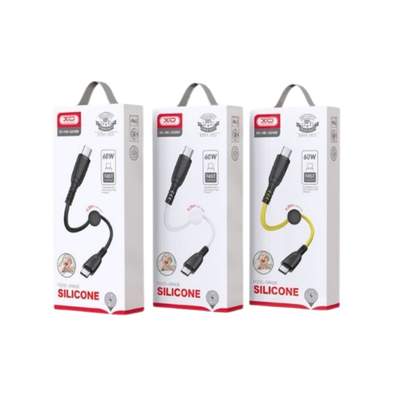 USB kabal XO NB-Q248B USB-C to USB-C 60W 25cm Yellow USB kabal XO NB-Q248B USB-C to USB-C 60W 25cm Yellow - Image 1