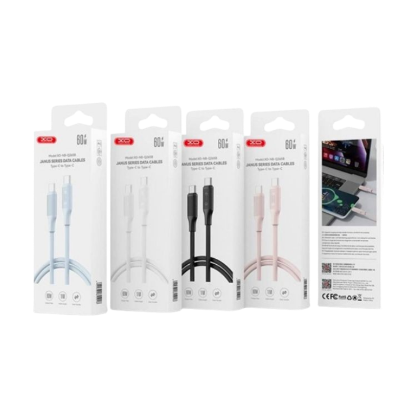 USB kabal XO NB-Q265B USB-C to USB-C 60W Blue USB kabal XO NB-Q265B USB-C to USB-C 60W Blue - Image 1