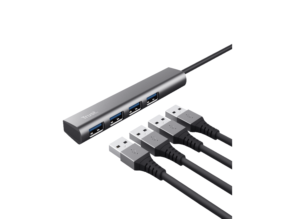 24948_230927090919819 Trust Halyx USB-C to 4-portUSB-A 3.2 Gen1 Hub - Image 1